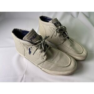 Polo Ralph Lauren Federico Chukka‎ Boots Canvas Casual Lace Up Ankle Beige 15D